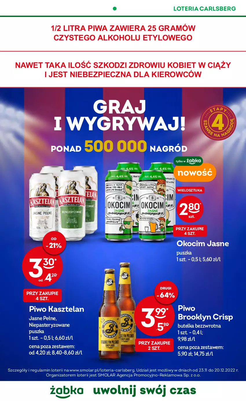 Gazetka promocyjna Żabka - ważna 07.12 do 13.12.2022 - strona 15 - produkty: Carlsberg, Gra, Kasztelan, Koc, Mola, Okocim, Piec, Piwa, Piwo