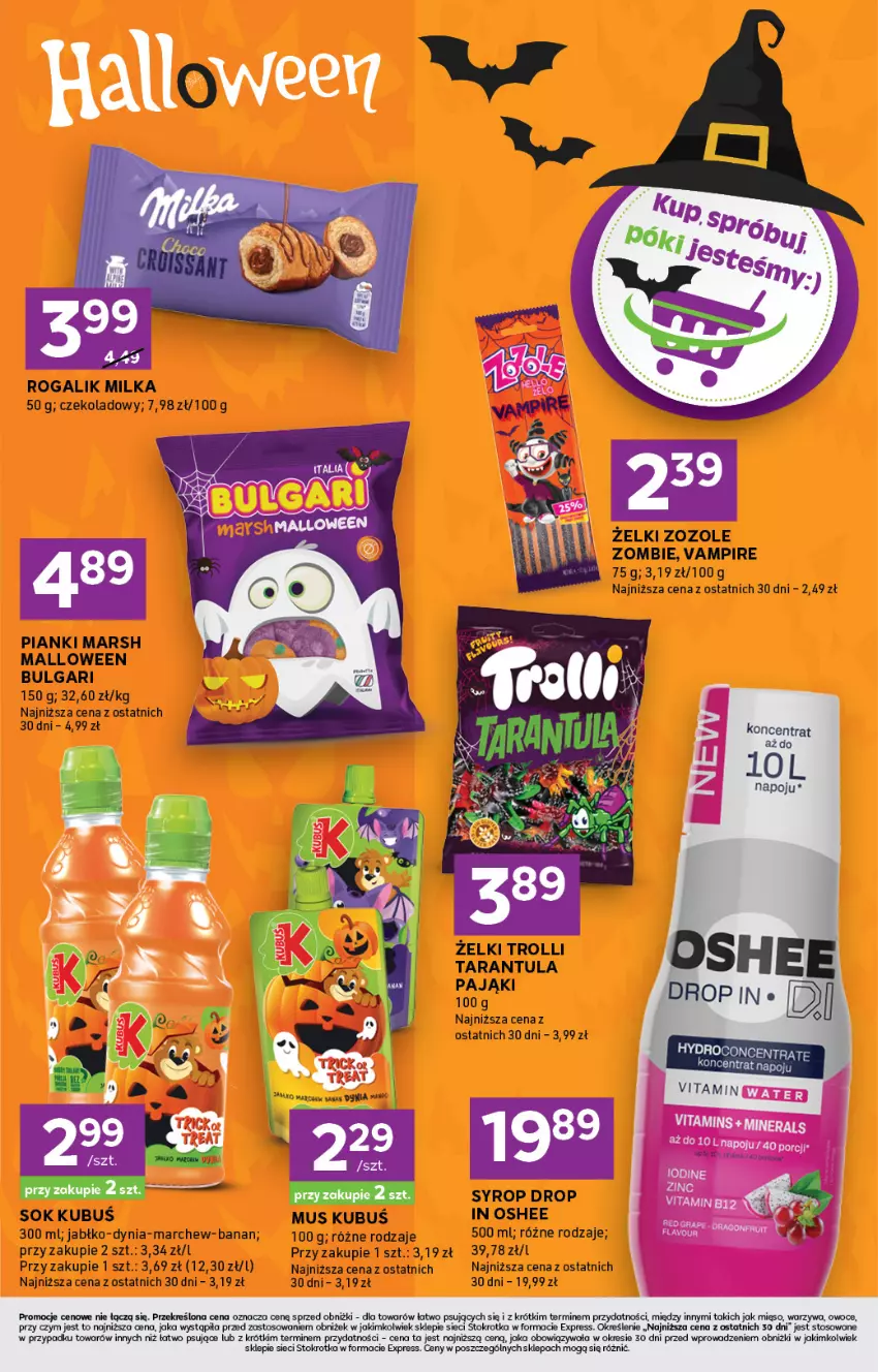Gazetka promocyjna Stokrotka - Stokrotka Express - ważna 23.10 do 29.10.2025 - strona 5 - produkty: Kubuś, LG, Mars, Mięso, Milka, Mus, Oshee, Owoce, Por, Rogal, Sok, Syrop, Warzywa