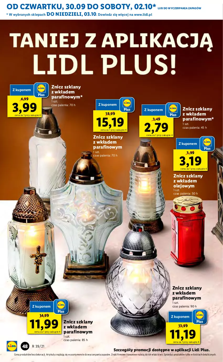 Gazetka promocyjna Lidl - GAZETKA - ważna 30.09 do 03.10.2021 - strona 48 - produkty: Olej, Znicz