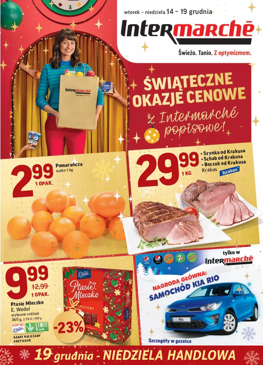 Gazetka promocyjna Intermarche - Gazetka promocyjna - ważna 14.12 do 19.12.2021 - strona 1 - produkty: Boczek, E. Wedel, Mleczko, Siatka