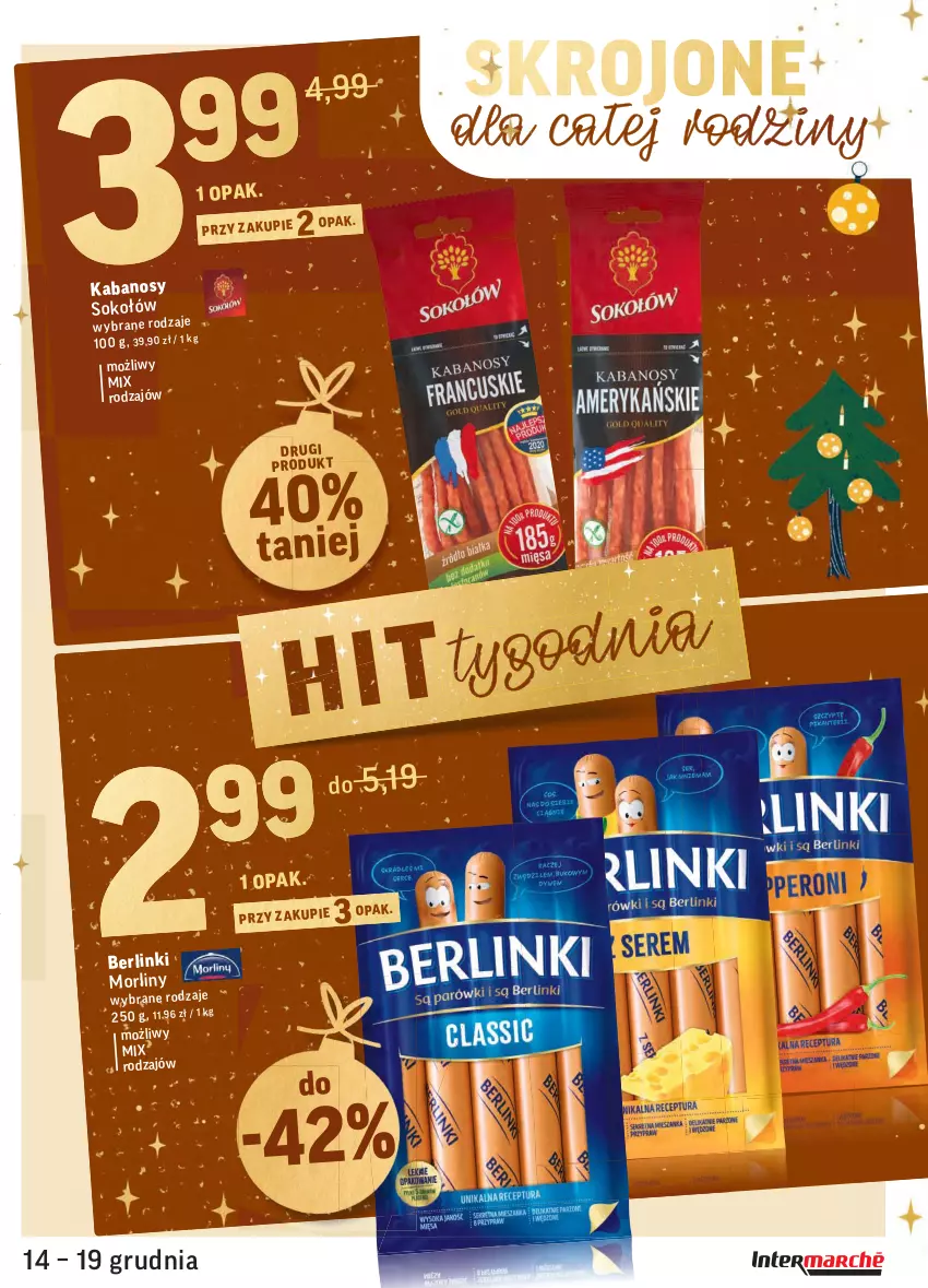 Gazetka promocyjna Intermarche - Gazetka promocyjna - ważna 14.12 do 19.12.2021 - strona 17 - produkty: Berlinki, Kabanos, Morliny, Sok