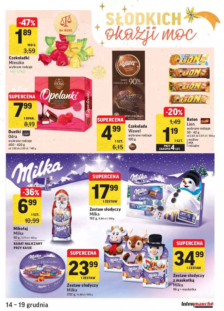 Gazetka promocyjna Intermarche - Gazetka promocyjna - ważna 14.12 do 19.12.2021 - strona 33 - produkty: Baton, Czekolada, Lion, Milka, Wawel