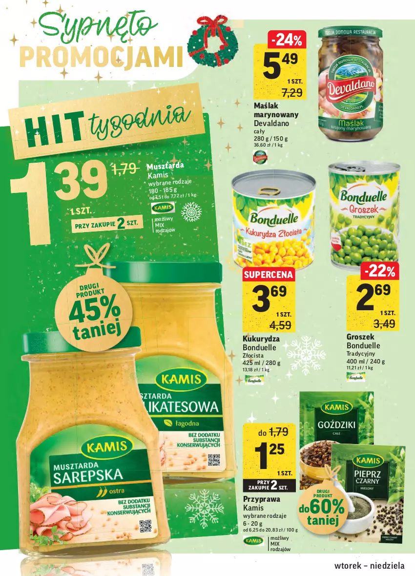 Gazetka promocyjna Intermarche - Gazetka promocyjna - ważna 14.12 do 19.12.2021 - strona 36 - produkty: Bonduelle, Groszek, Kamis, Kukurydza, Mus, Musztarda