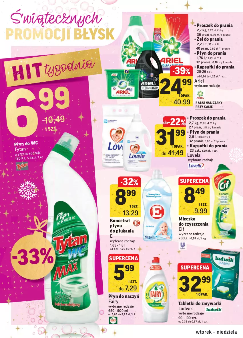 Gazetka promocyjna Intermarche - Gazetka promocyjna - ważna 14.12 do 19.12.2021 - strona 42 - produkty: Ariel, Cif, Fa, Fairy, Kapsułki do prania, Lovela, Ludwik, Mleczko, Płyn do prania, Proszek do prania, Tablet, Tabletki do zmywarki, Zmywarki