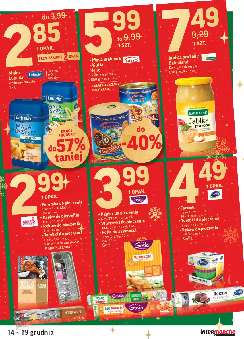 Gazetka promocyjna Intermarche - Gazetka promocyjna - ważna 14.12 do 19.12.2021 - strona 5 - produkty: Bakalland, Bell, Bella, Foremki, Helio, Jabłka, Jabłka prażone, Lubella, Mąka, Papier, Piec