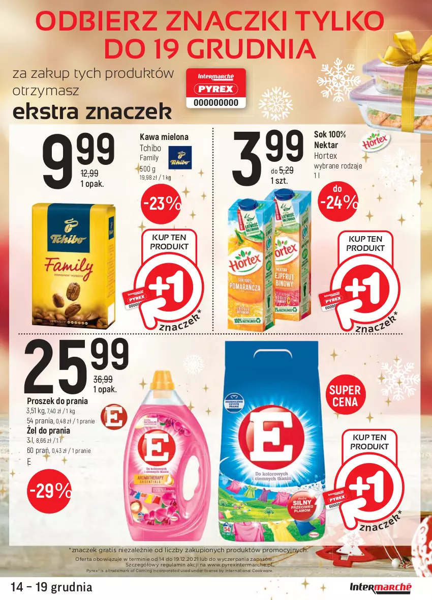 Gazetka promocyjna Intermarche - Gazetka promocyjna - ważna 14.12 do 19.12.2021 - strona 9 - produkty: Fa, Gra, Hortex, Kawa, Kawa mielona, Nektar, Por, Proszek do prania, Sok, Tchibo, Tchibo Family