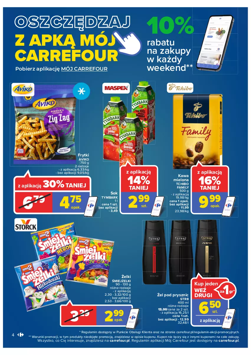 Gazetka promocyjna Carrefour - Gazetka Carrefour - ważna 11.01 do 23.01.2022 - strona 4 - produkty: Fa, Frytki, Kawa, Kawa mielona, Sok, Str8, Tchibo, Tchibo Family, Tymbark