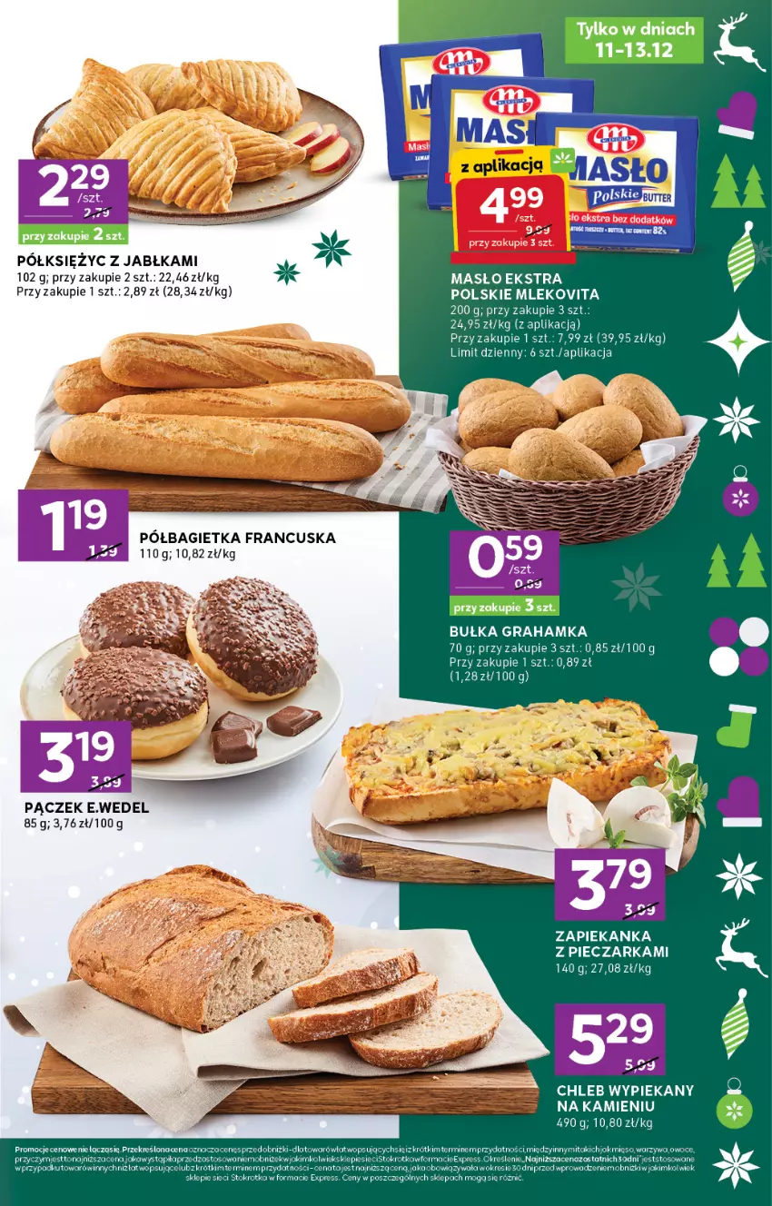 Gazetka promocyjna Stokrotka - Supermarket - ważna 11.12 do 17.12.2025 - strona 3 - produkty: Bagietka, Bułka, Bułka grahamka, Chleb, Gra, Jabłka, Masło, Mleko, Mlekovita, Owoce, Pączek, Piec, Pieczarka, Półbagietka, Rolada, Warzywa, Zapiekanka
