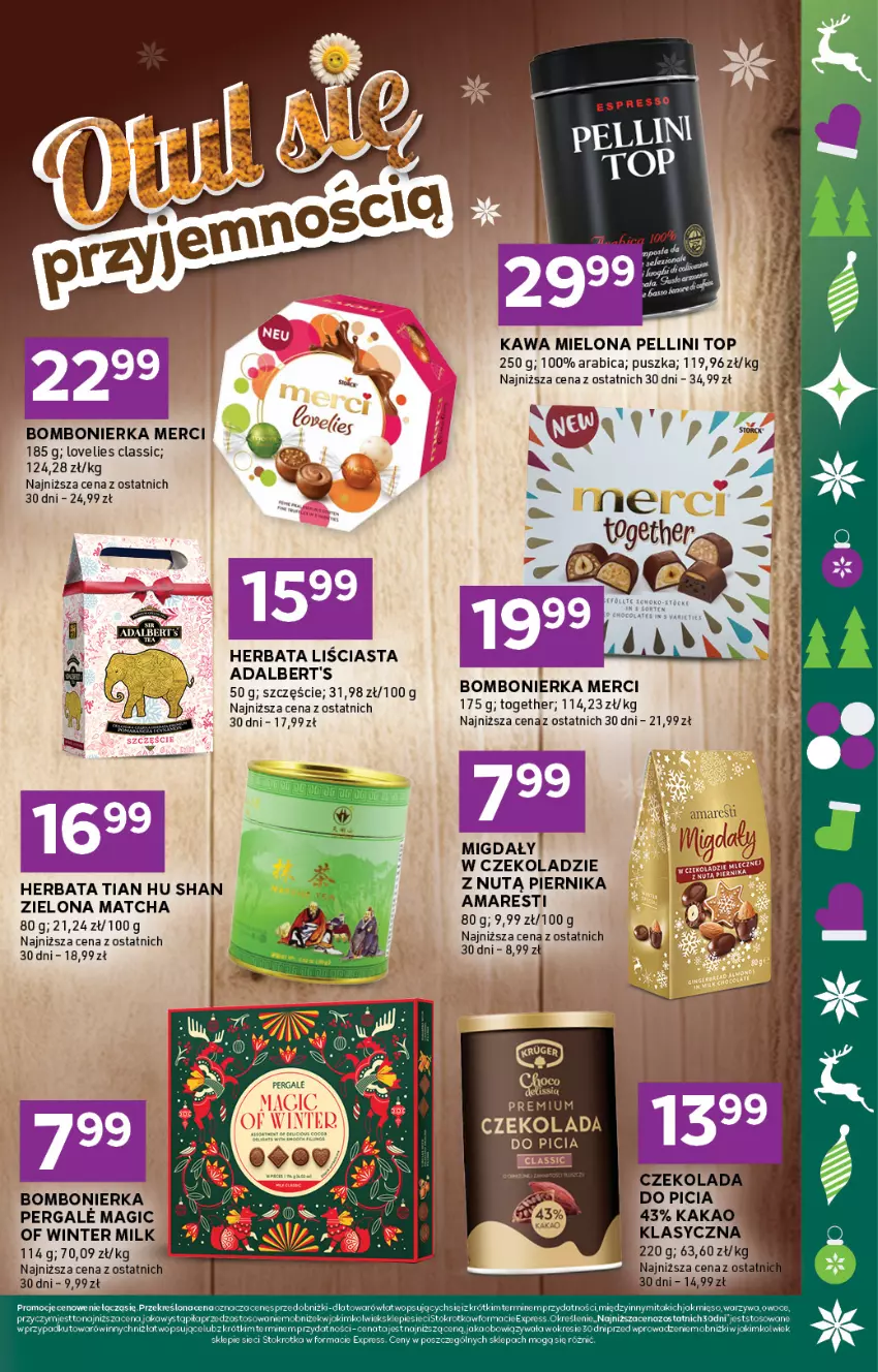Gazetka promocyjna Stokrotka - Supermarket - ważna 11.12 do 17.12.2025 - strona 5 - produkty: BIC, Czekolada, Herbata, Kakao, Kawa, Kawa mielona, Merci, Migdały, Piernik, Top
