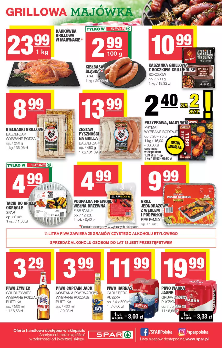 Gazetka promocyjna Spar - Spar - ważna 21.04 do 01.05.2024 - strona 8 - produkty: Carlsberg, Fa, Grill, Harnaś, Piwo, Sok, Sokołów, Warka, Wełna