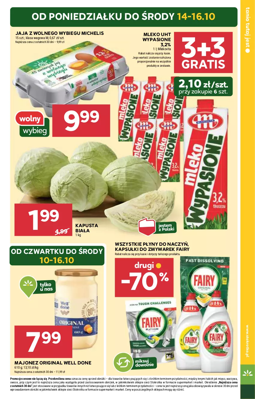 Gazetka promocyjna Stokrotka - Supermarket - ważna 10.10 do 16.10.2024 - strona 5 - produkty: Fa, Fairy, Gin, Gra, Jaja, Jaja z wolnego wybiegu, Majonez, Mięso, Mleko, Mlekovita, Owoce, Por, Warzywa