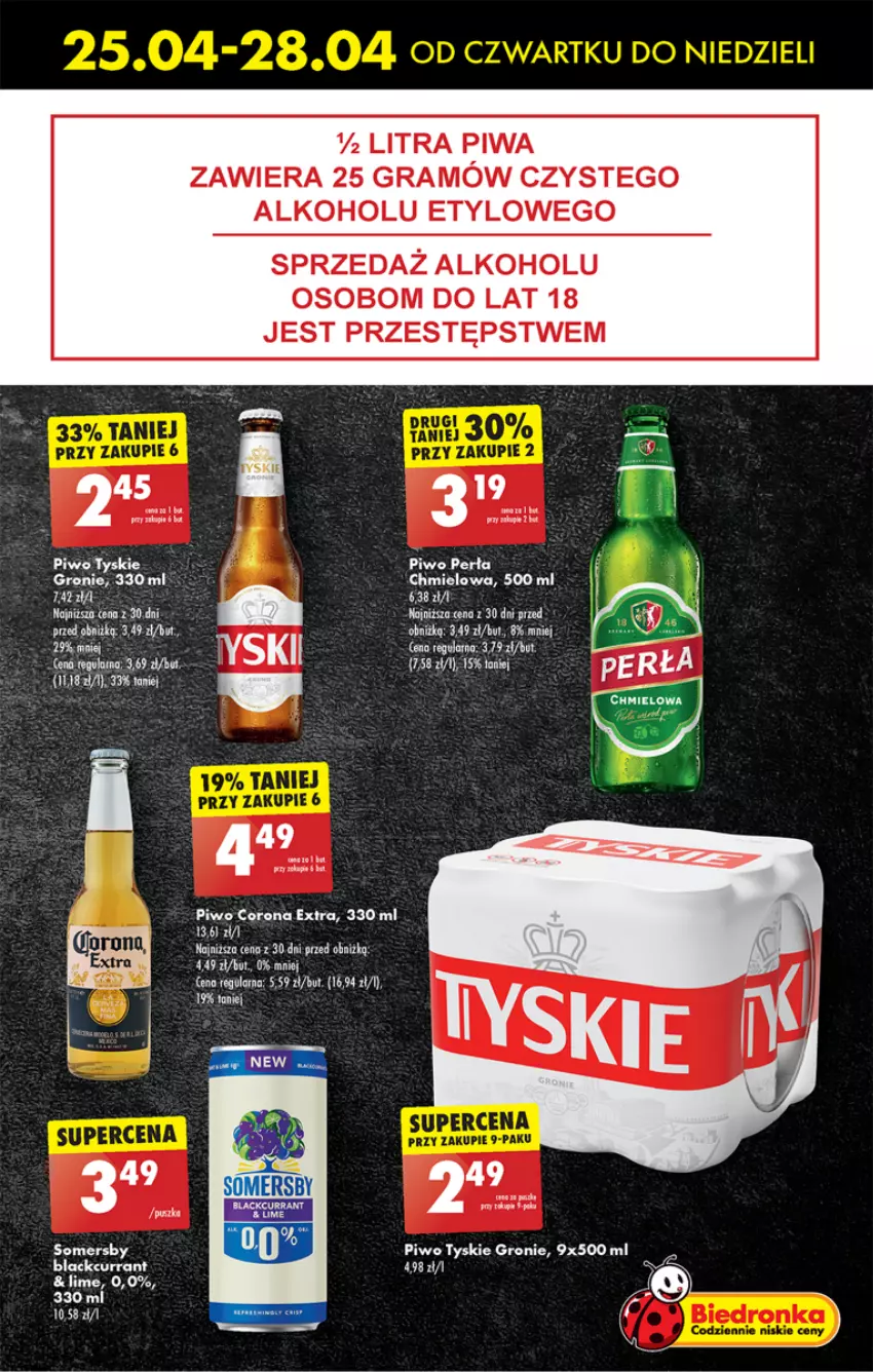 Gazetka promocyjna Biedronka - Od czwartku - ważna 25.04 do 01.05.2024 - strona 19 - produkty: Corona Extra, Fa, Gra, Lack, Perła, Piwa, Piwo, Sejf, Somersby, Tyskie