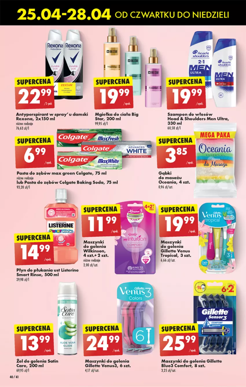 Gazetka promocyjna Biedronka - Od czwartku - ważna 25.04 do 01.05.2024 - strona 42 - produkty: Antyperspirant, Colgate, Gillette, Gillette Venus, LG, Listerine, Pasta do zębów, Płyn do płukania, Rexona, Sati, Szampon, Tropical, Venus