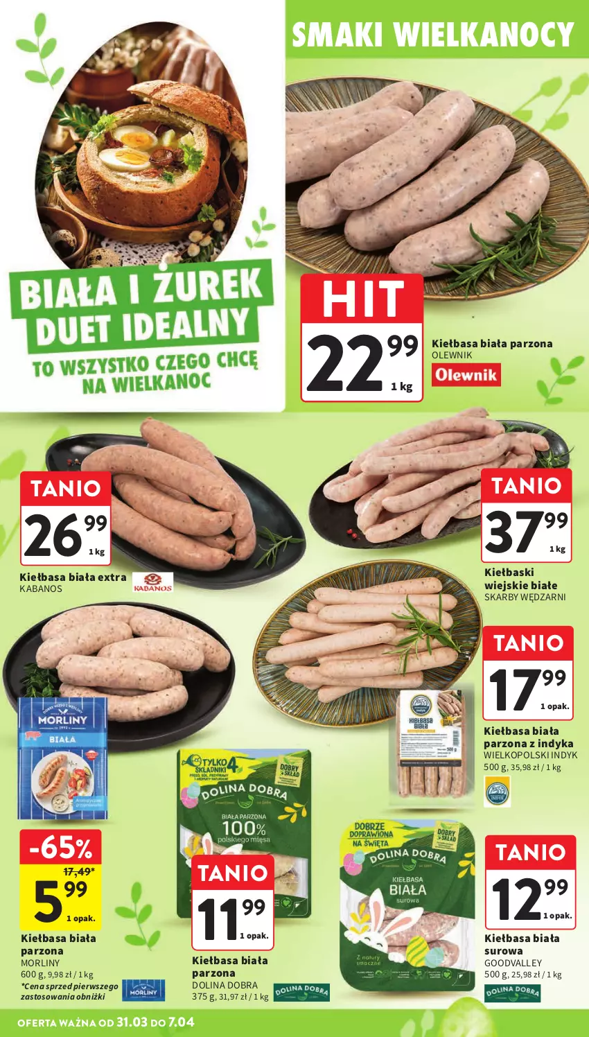 Gazetka promocyjna Intermarche - Gazetka Intermarche - ważna 31.03 do 07.04.2026 - strona 14 - produkty: Kabanos, Kiełbasa, Kiełbasa biała, Morliny, Olewnik