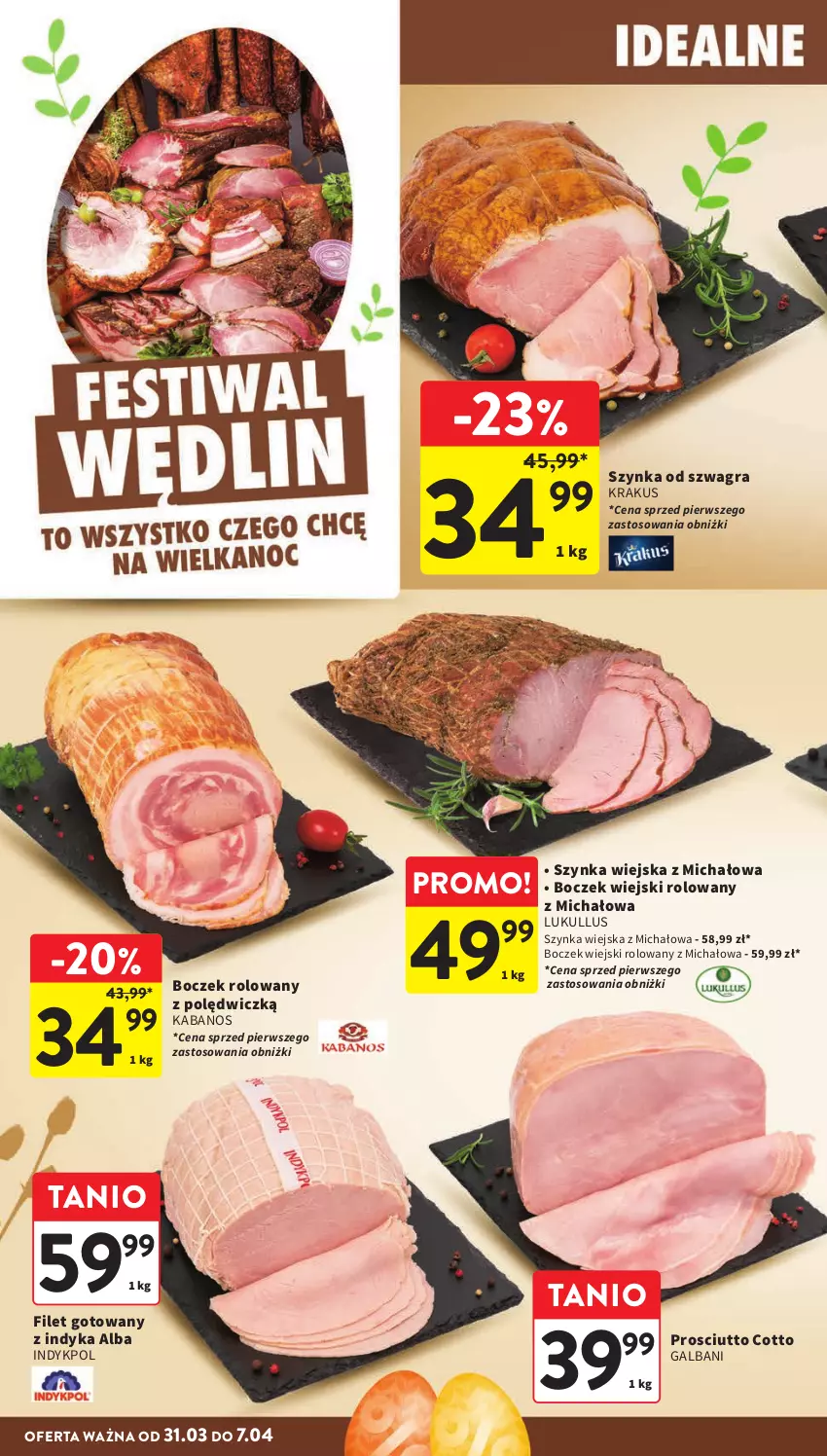 Gazetka promocyjna Intermarche - Gazetka Intermarche - ważna 31.03 do 07.04.2026 - strona 16 - produkty: Boczek, Galbani, Gra, Kabanos, Krakus, Prosciutto, Szynka