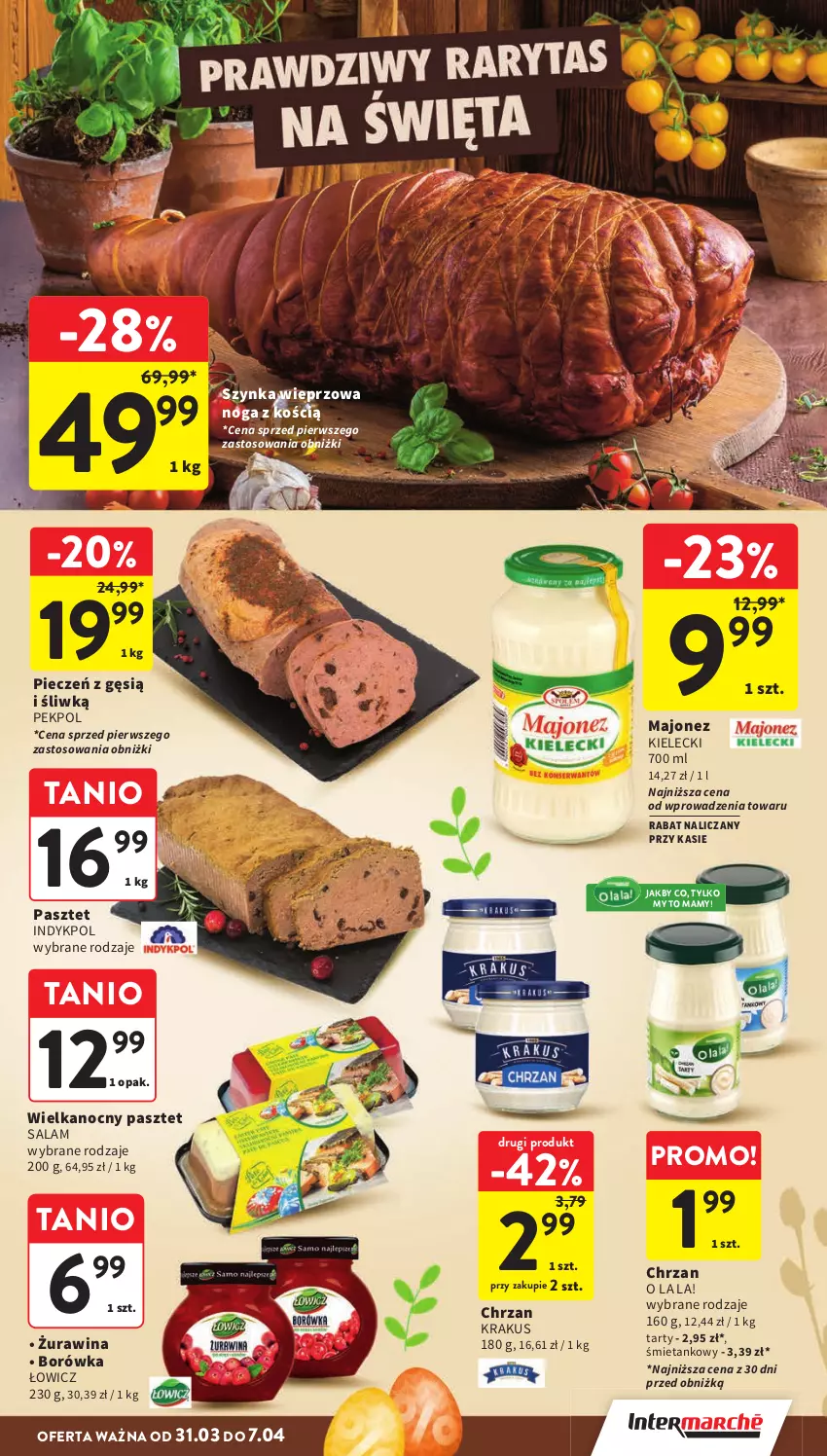 Gazetka promocyjna Intermarche - Gazetka Intermarche - ważna 31.03 do 07.04.2026 - strona 19 - produkty: Borówka, Chrzan, Krakus, Majonez, Pasztet, Pekpol, Piec, Szynka, Szynka wieprzowa