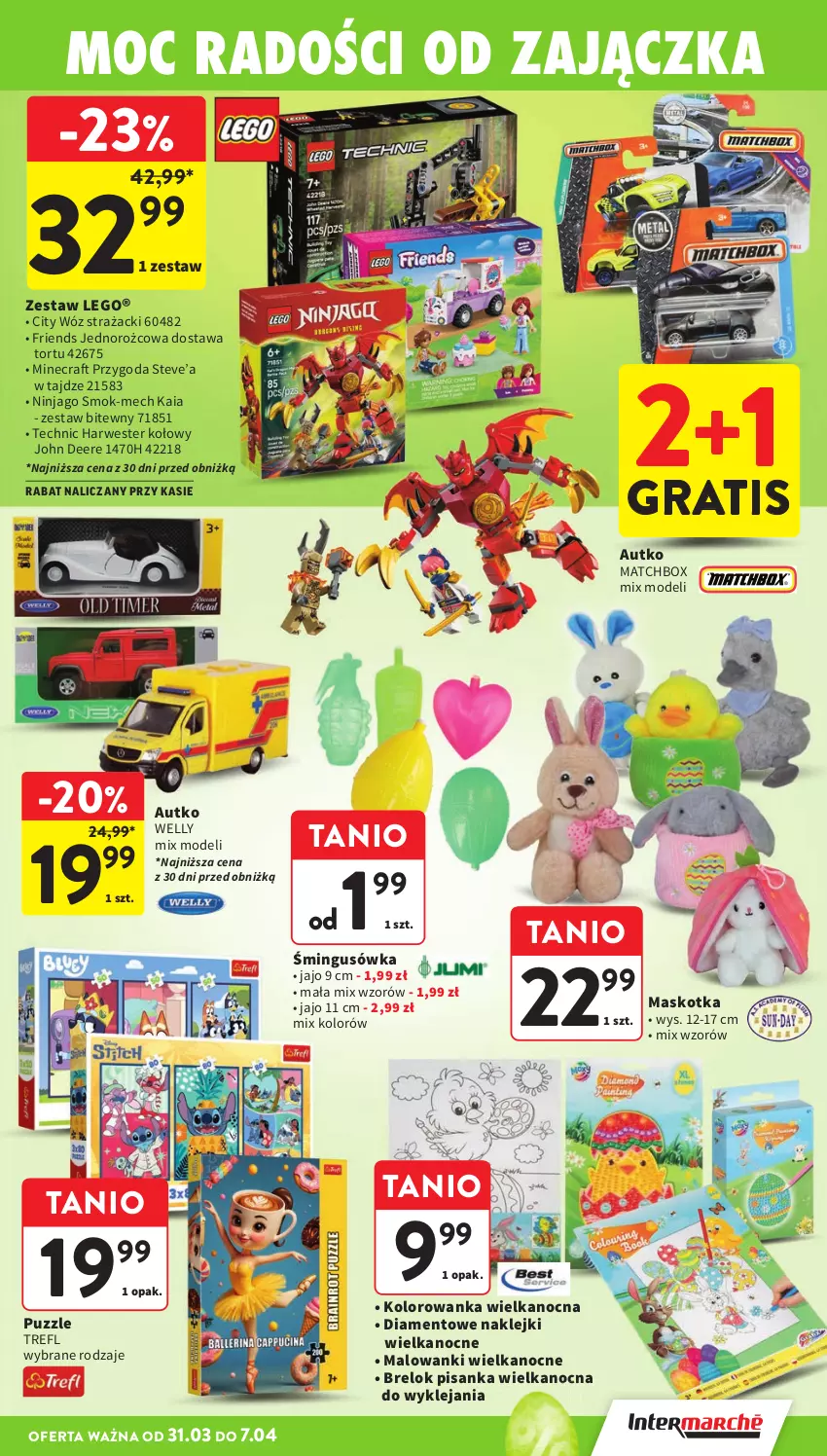 Gazetka promocyjna Intermarche - Gazetka Intermarche - ważna 31.03 do 07.04.2026 - strona 45 - produkty: Gra, Klej, Kolorowanka, LEGO, Minecraft, Puzzle, Wóz strażacki