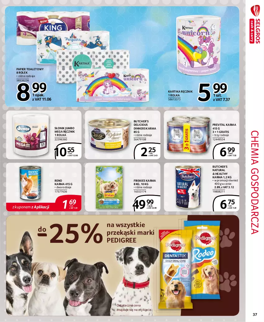 Gazetka promocyjna Selgros - Extra Oferta - ważna 01.08 do 31.08.2021 - strona 37 - produkty: Friskies, Gra, Papier, Papier toaletowy, Pedigree, Ręcznik