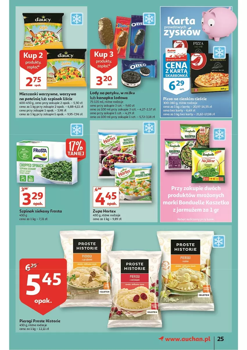 Gazetka promocyjna Auchan - przeNISKIE CENY prze porządki Hipermarkety - ważna 17.02 do 23.02.2022 - strona 25 - produkty: Frosta, Hortex, Lody, Pierogi, Szpinak, Warzywa, Zupa