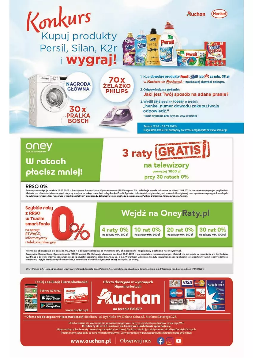 Gazetka promocyjna Auchan - przeNISKIE CENY prze porządki Hipermarkety - ważna 17.02 do 23.02.2022 - strona 40 - produkty: Fa, Gra, K2, Kosz, Persil, Ser, Silan, Smartfon, Sok, Telewizor, Telewizory, Tera, Top