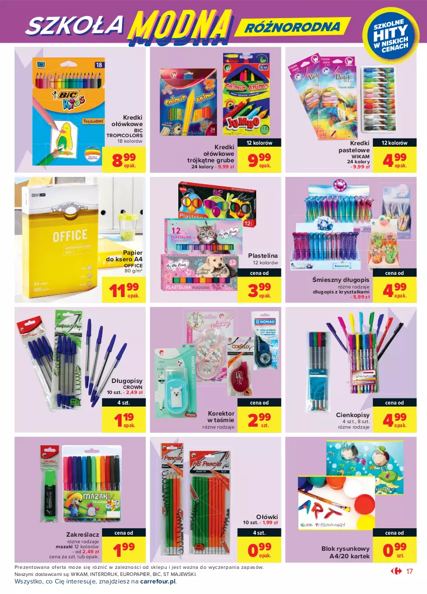 Gazetka promocyjna Carrefour - Gazetka Market - ważna 23.08 do 04.09.2021 - strona 17 - produkty: BIC, Długopis, Papier, Papier do ksero, Plastelina, Ser