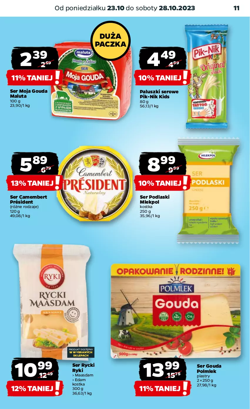 Gazetka promocyjna Netto - Akcesoria i dodatki - ważna 26.10 do 01.11.2023 - strona 11 - produkty: Camembert, Edam, Gouda, Maasdam, Podlaski, POLMLEK, Président, Ser