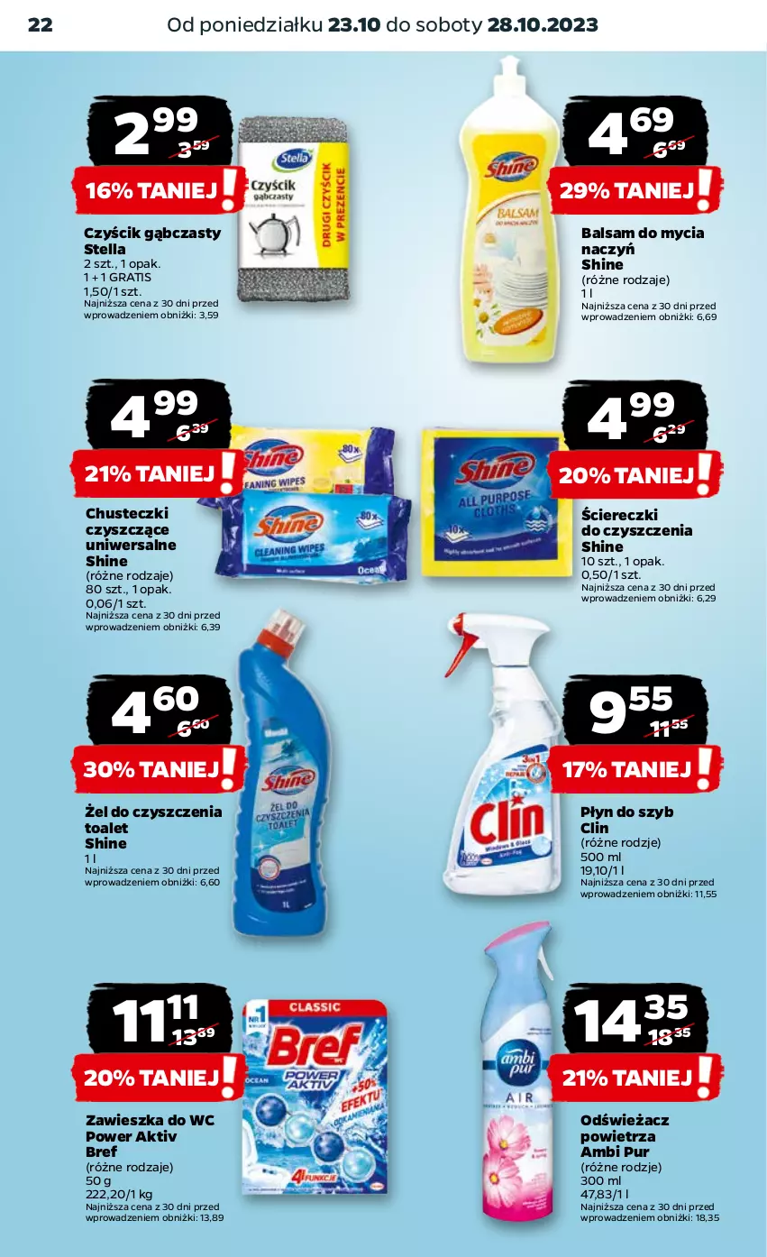 Gazetka promocyjna Netto - Akcesoria i dodatki - ważna 26.10 do 01.11.2023 - strona 22 - produkty: Ambi Pur, Balsam do mycia naczyń, Bref, Chusteczki, Clin, Do mycia naczyń, Gra, Odświeżacz powietrza, Płyn do szyb, Pur, Zawieszka do wc