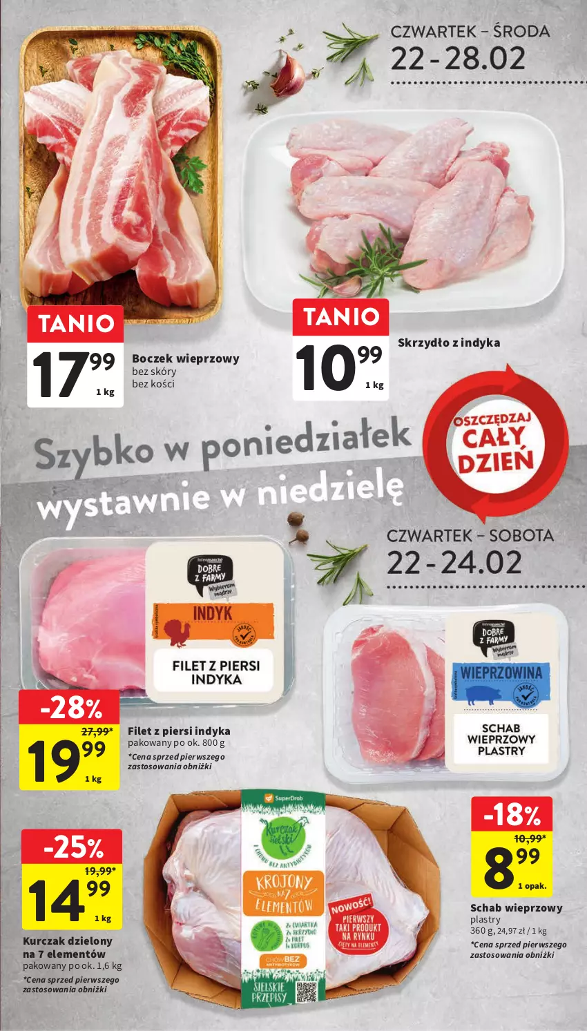 Gazetka promocyjna Intermarche - Gazetka Intermarche - ważna 22.02 do 28.02.2024 - strona 17 - produkty: Boczek, Boczek wieprzowy, Filet z piersi indyka, Kurczak, Schab wieprzowy