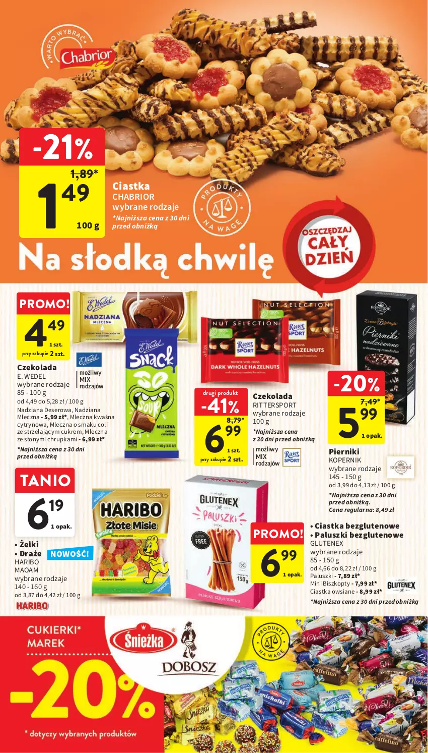 Gazetka promocyjna Intermarche - Gazetka Intermarche - ważna 22.02 do 28.02.2024 - strona 30 - produkty: Biszkopty, Chabrior, Ciastka, Ciastka owsiane, Czekolada, Deser, E. Wedel, Haribo, Piernik, Por, Ser, Sport, Tenex