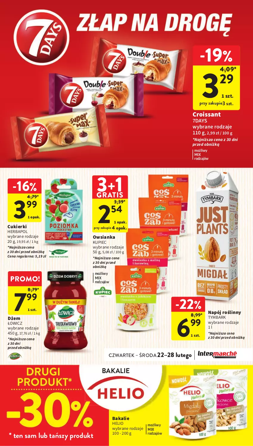 Gazetka promocyjna Intermarche - Gazetka Intermarche - ważna 22.02 do 28.02.2024 - strona 31 - produkty: Croissant, Cukier, Cukierki, Dżem, Gra, Helio, Herbapol, Kupiec, Napój, Napój roślinny, Owsianka, Piec, Tymbark