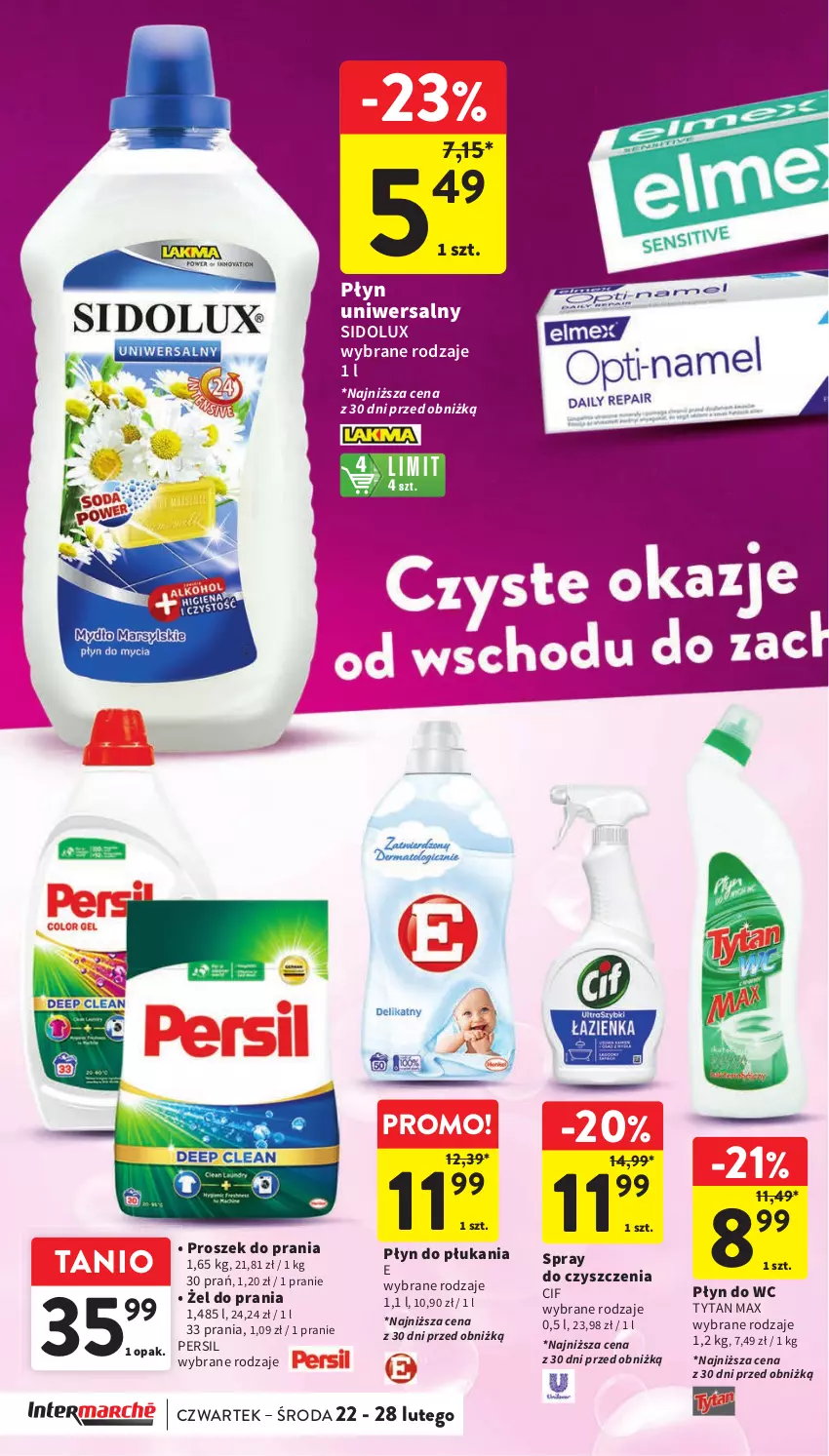 Gazetka promocyjna Intermarche - Gazetka Intermarche - ważna 22.02 do 28.02.2024 - strona 36 - produkty: Cif, Persil, Płyn do płukania, Płyn do wc, Proszek do prania, Sidolux, Spray do czyszczenia, Tytan