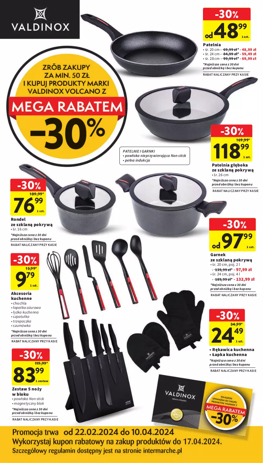 Gazetka promocyjna Intermarche - Gazetka Intermarche - ważna 22.02 do 28.02.2024 - strona 40 - produkty: Garnek, Noż, Patelnia, Rękawica kuchenna, Rondel, Szpatułka, Trzepaczka