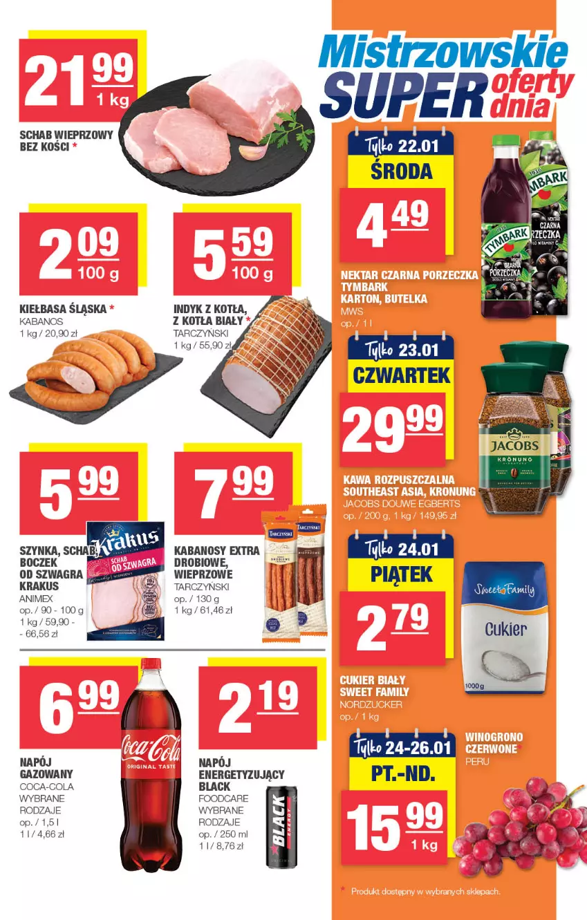 Gazetka promocyjna Spar - Spar-Mini - ważna 12.01 do 22.01.2025 - strona 3 - produkty: Boczek, Coca-Cola, Gra, Kabanos, Kiełbasa, Kiełbasa śląska, Krakus, Lack, Schab wieprzowy, Szynka, Tarczyński