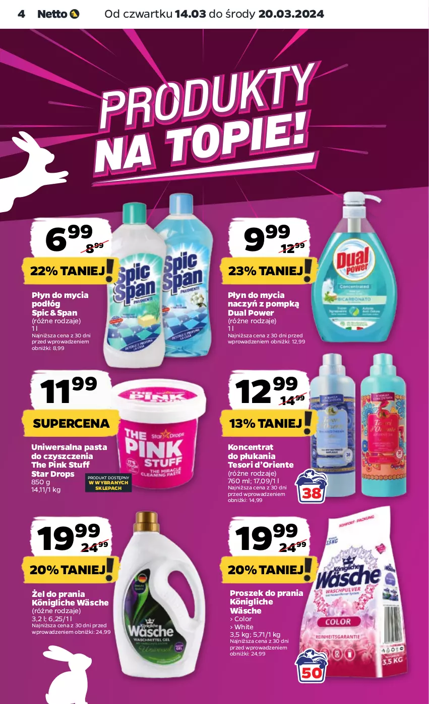 Gazetka promocyjna Netto - Artykuły spożywcze - ważna 14.03 do 20.03.2024 - strona 4 - produkty: Do mycia naczyń, König, Płyn do mycia, Płyn do mycia naczyń, Płyn do mycia podłóg, Proszek do prania