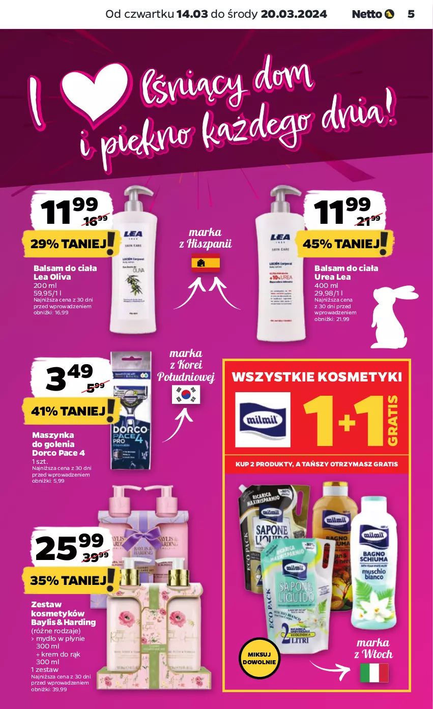 Gazetka promocyjna Netto - Artykuły spożywcze - ważna 14.03 do 20.03.2024 - strona 5 - produkty: Balsam do ciała, Gra, Krem do rąk, Maszynka, Maszynka do golenia, Mydło, Mydło w płynie, Szynka