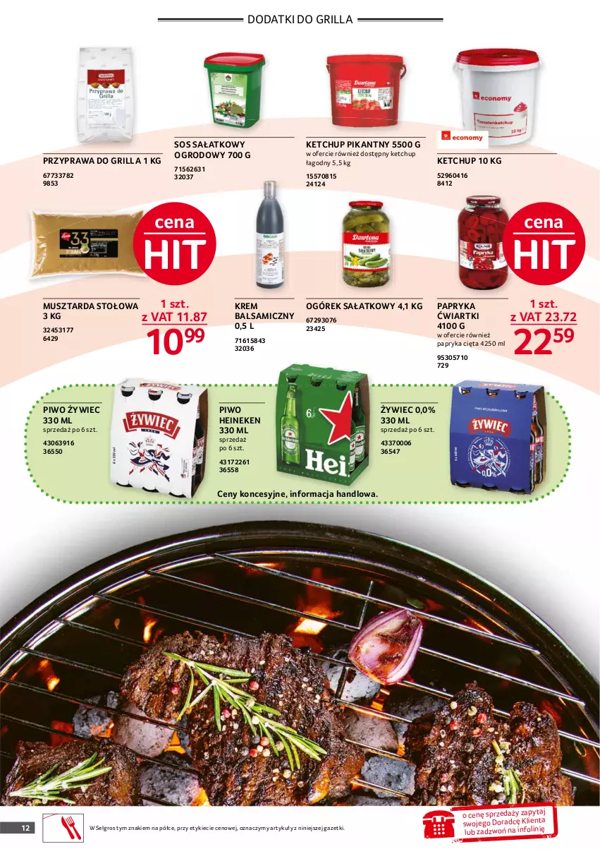 Gazetka promocyjna Selgros - Oferta gastronomiczna - ważna 01.04 do 30.04.2021 - strona 12 - produkty: Grill, Heineken, Ketchup, LG, Mus, Musztarda, Ogórek, Papryka, Piwo, Sałat, Sos