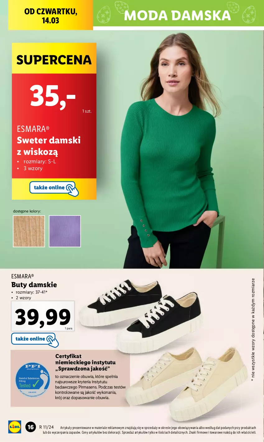 Gazetka promocyjna Lidl - GAZETKA - ważna 11.03 do 16.03.2024 - strona 18 - produkty: Buty, Moda, Sweter