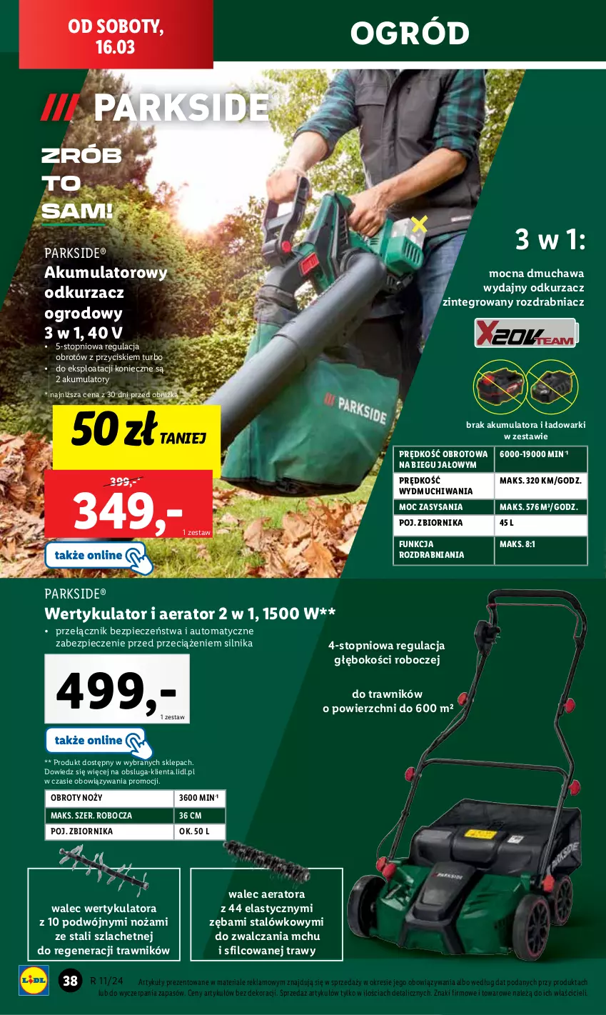 Gazetka promocyjna Lidl - GAZETKA - ważna 11.03 do 16.03.2024 - strona 44 - produkty: Akumulator, Noż, Odkurzacz, Ogród, Parkside, Piec, Rozdrabniacz, Top