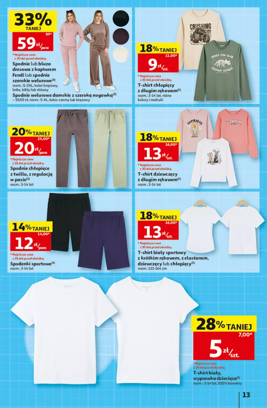 Gazetka promocyjna Auchan - Gazetka 30 Lat Hipermarket Auchan - ważna 27.08 do 02.09.2026 - strona 13 - produkty: Bluza, Bluza dresowa, Dres, Dzieci, Por, Spodnie, Spodnie welurowe, Sport, T-shirt