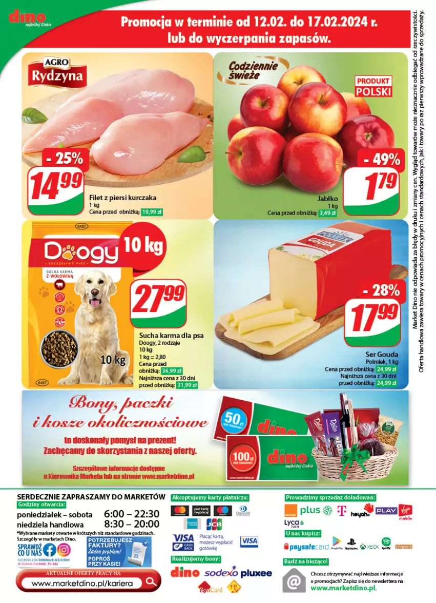 Gazetka promocyjna Dino - Gazetka 7 - ważna 14.02 do 20.02.2024 - strona 62 - produkty: Filet z piersi kurczaka, Kosz, Kurczak, Ser, Sucha karma, Tera