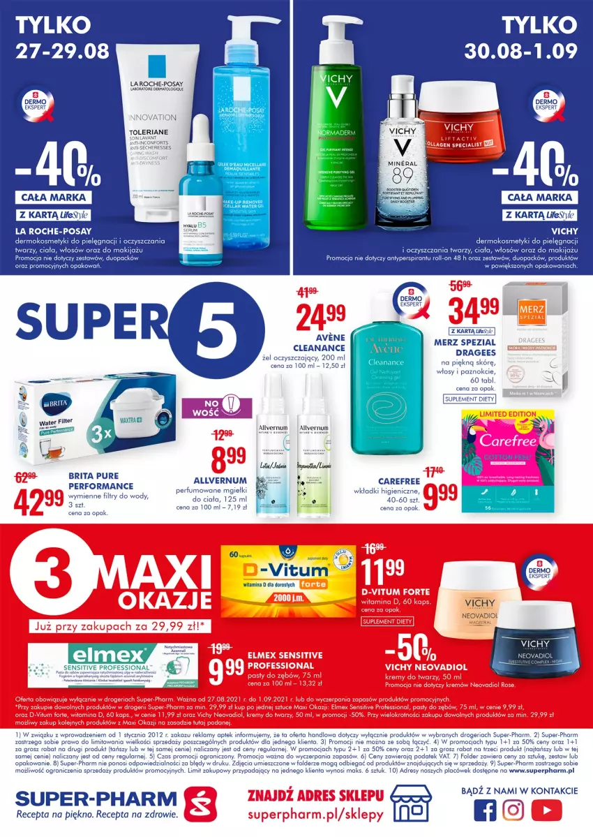 Gazetka promocyjna Super Pharm - Gazetka - ważna 27.08 do 01.09.2021 - strona 12 - produkty: Antyperspirant, Brit, Brita, Dres, Elmex, Gra, Kosmetyki do pielęgnacji, La Roche-Posay, Makijaż, Merz Spezial, Perfum, Pur, Rum, Ser, Serum, Suplement diety, Vichy, Wkładki, Zdrowie