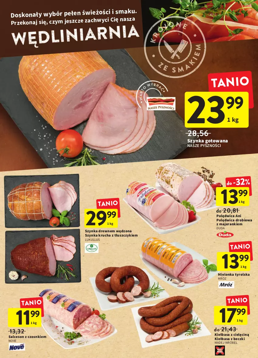 Gazetka promocyjna Intermarche - Spożywcza - ważna 17.03 do 23.03.2022 - strona 14 - produkty: Duda, Kiełbasa, Madej Wróbel, Mielonka tyrolska, Polędwica, Salceson, Szynka