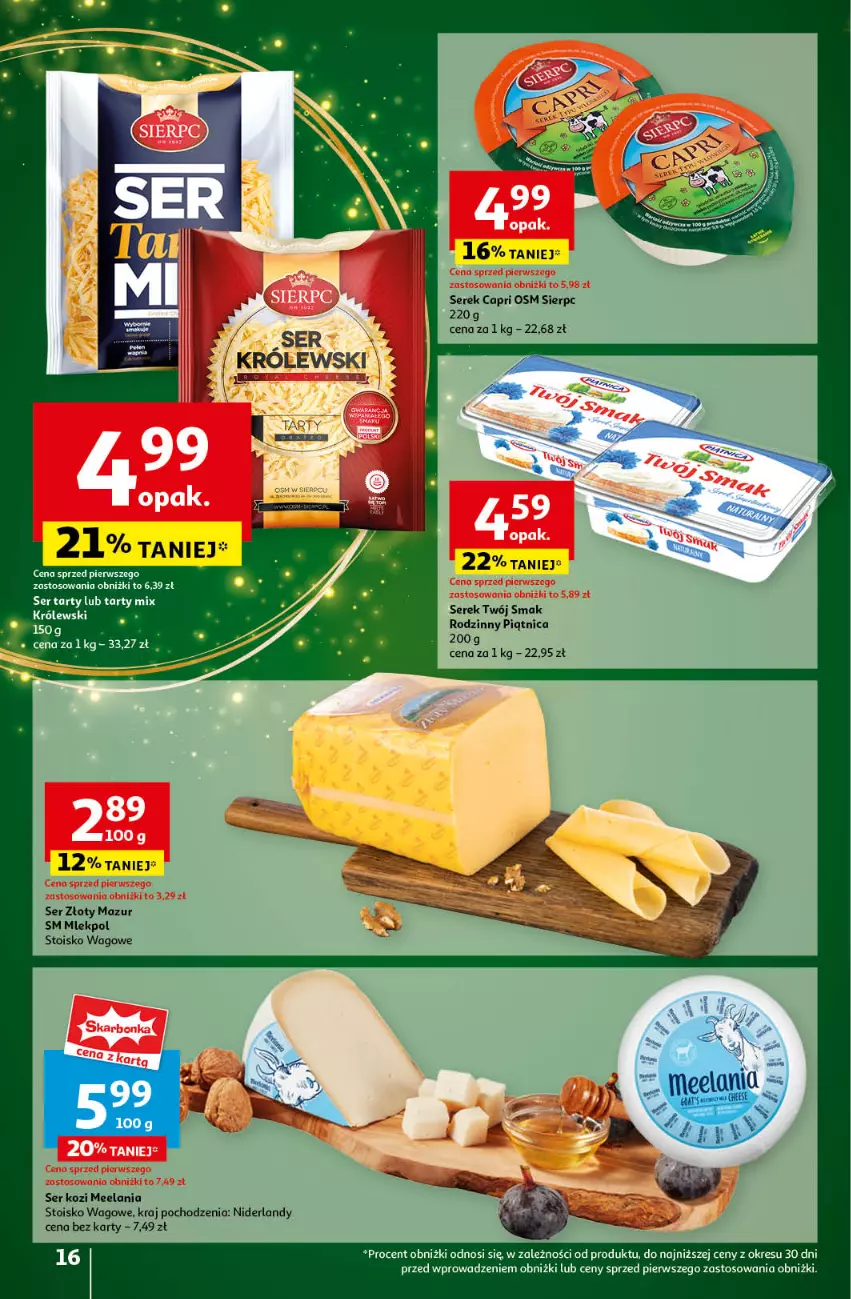 Gazetka promocyjna Auchan - Gazetka Pewność Niskich Cen Hipermarket Auchan - ważna 05.12 do 11.12.2024 - strona 18 - produkty: Królewski, Piątnica, Ser, Ser kozi, Serek, Twój Smak, Złoty Mazur