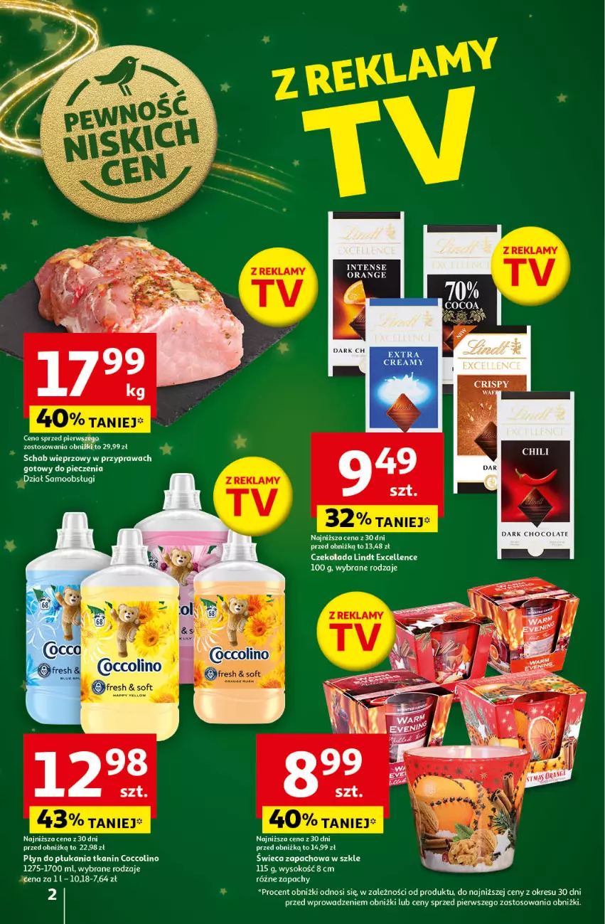 Gazetka promocyjna Auchan - Gazetka Pewność Niskich Cen Hipermarket Auchan - ważna 05.12 do 11.12.2024 - strona 2 - produkty: Coccolino, Lindt, Piec, Płyn do płukania, Sok