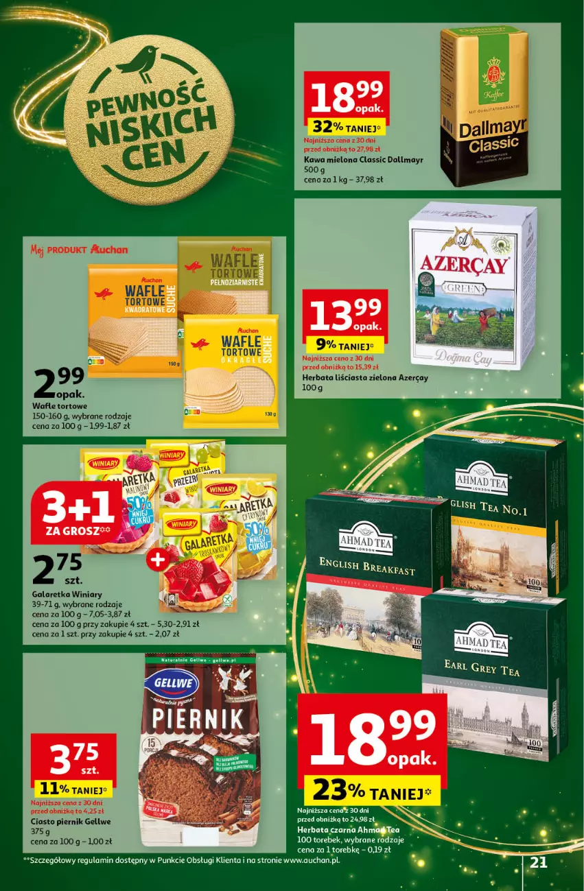 Gazetka promocyjna Auchan - Gazetka Pewność Niskich Cen Hipermarket Auchan - ważna 05.12 do 11.12.2024 - strona 23 - produkty: Dallmayr, Gala, Galaretka, Herbata, Herbata czarna, Kawa, Kawa mielona, Piernik, Wafle, Wafle tortowe, Winiary