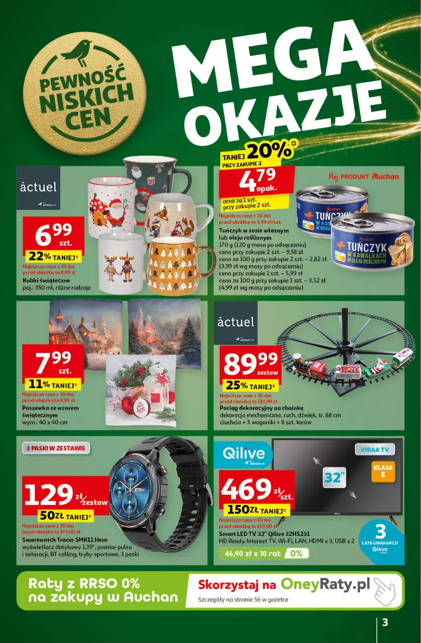 Gazetka promocyjna Auchan - Gazetka Pewność Niskich Cen Hipermarket Auchan - ważna 05.12 do 11.12.2024 - strona 3 - produkty: Acer, HD ready, LED TV, Olej, Pociąg, Por, Poszewka, Smartwatch, Sos, Sport, Tuńczyk