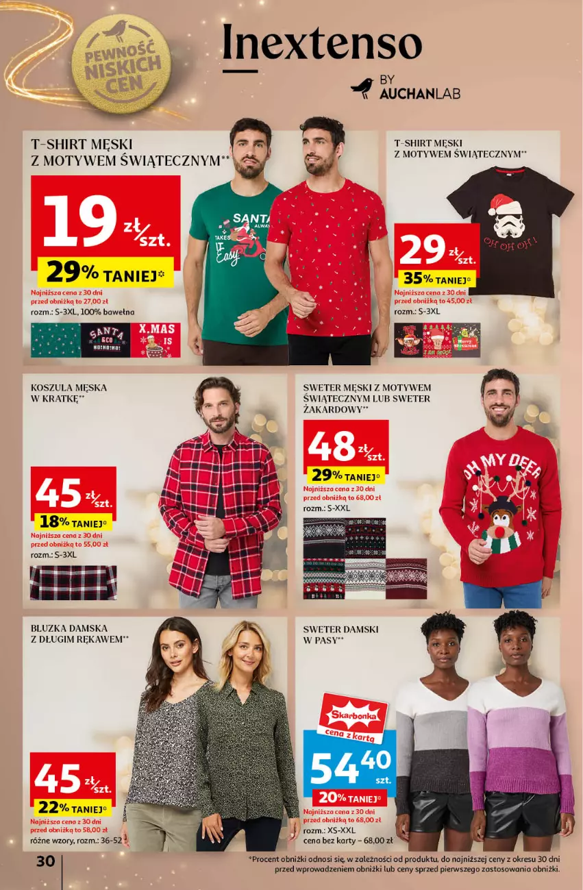 Gazetka promocyjna Auchan - Gazetka Pewność Niskich Cen Hipermarket Auchan - ważna 05.12 do 11.12.2024 - strona 32 - produkty: Kosz, Koszula, Sweter, T-shirt, Wełna