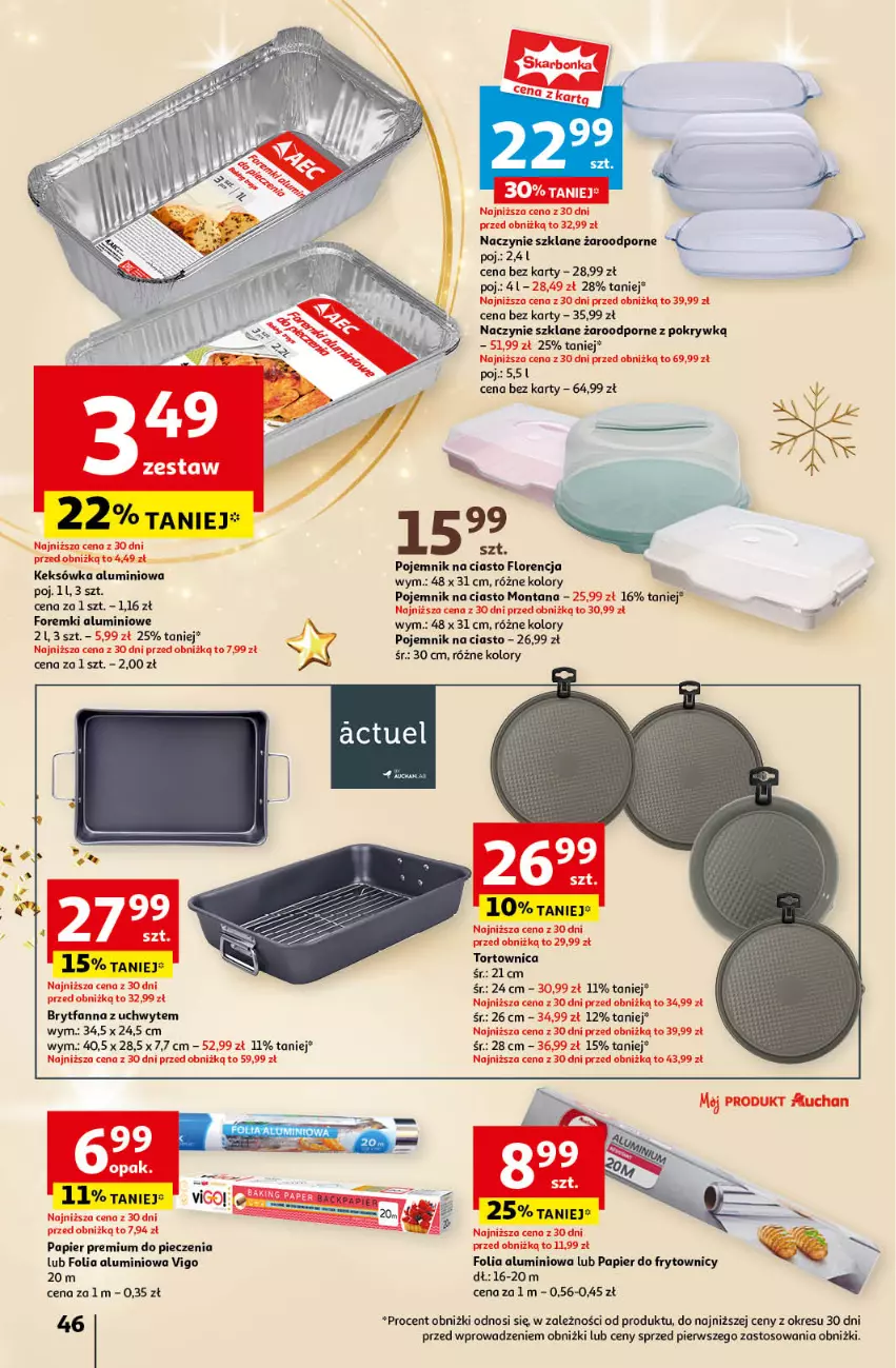 Gazetka promocyjna Auchan - Gazetka Pewność Niskich Cen Hipermarket Auchan - ważna 05.12 do 11.12.2024 - strona 52 - produkty: Fa, Folia aluminiowa, Foremki, Keksówka, Papier, Piec, Pojemnik, Pojemnik na ciasto, Por, Tortownica