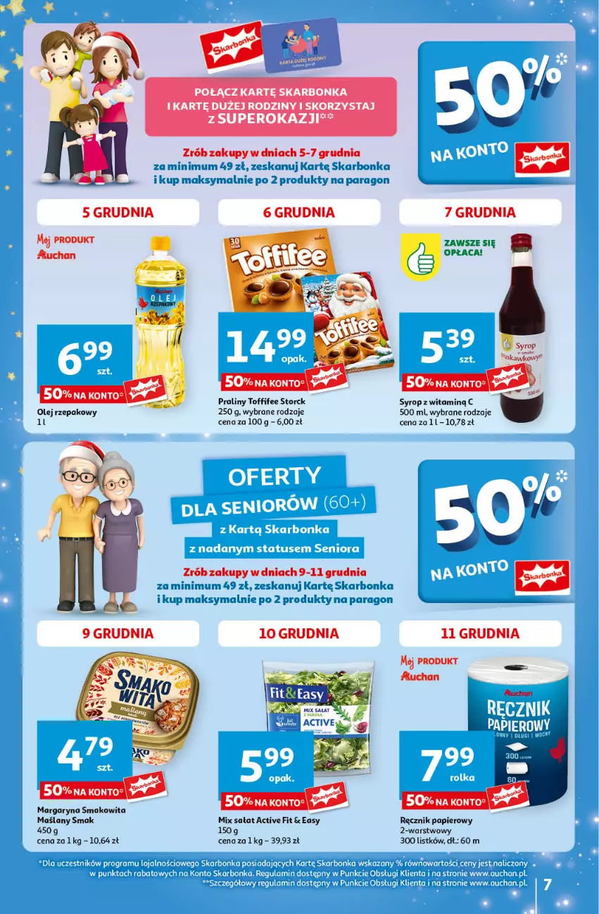 Gazetka promocyjna Auchan - Gazetka Pewność Niskich Cen Hipermarket Auchan - ważna 05.12 do 11.12.2024 - strona 7 - produkty: Papier, Praliny, Ręcznik, Sałat, Smakowita, Syrop, Toffifee