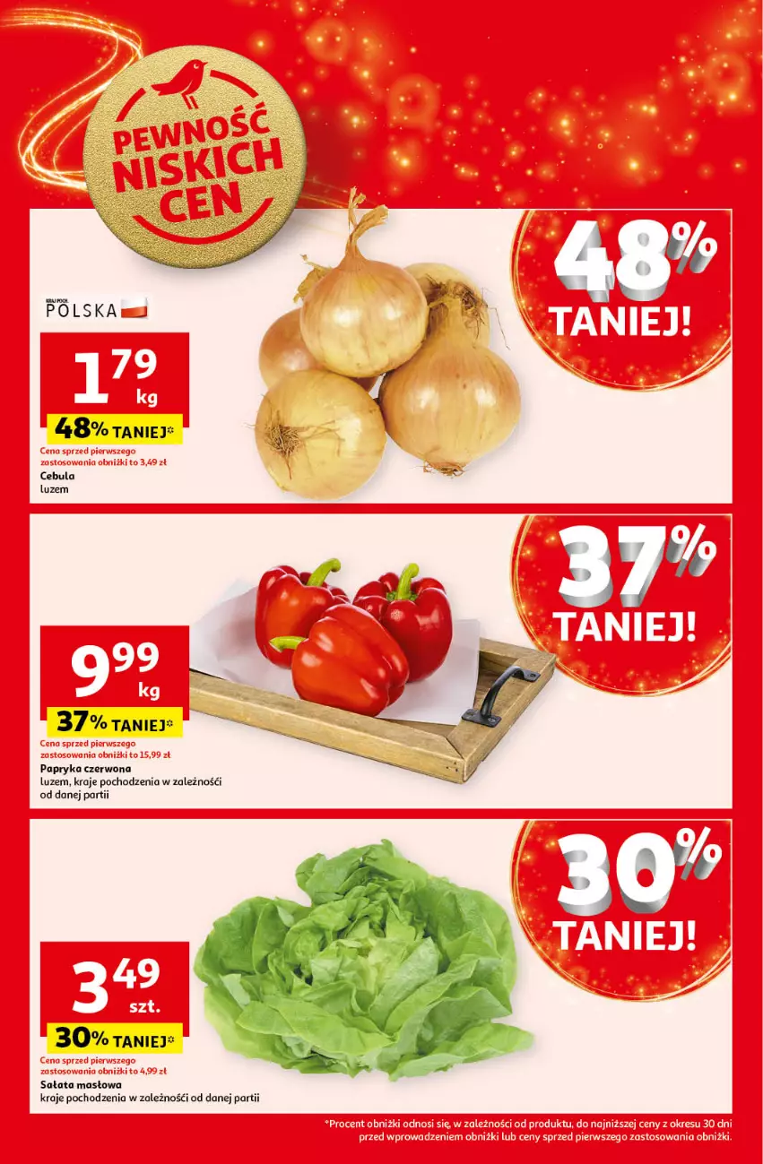 Gazetka promocyjna Auchan - Gazetka Pewność Niskich Cen Hipermarket Auchan - ważna 05.12 do 11.12.2024 - strona 8 - produkty: Cebula, Masło, Papryka, Papryka czerwona, Sałat, Sałata masłowa